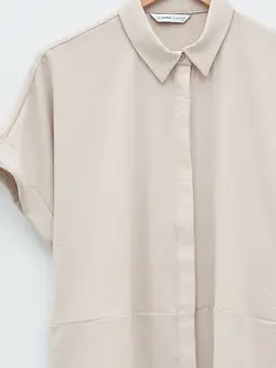 شومیز سایز بزرگ زنانه بژ روشن السی وایکیکی