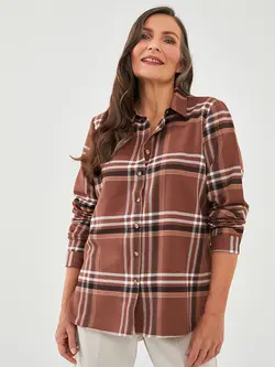 شومیز سایز بزرگ زنانه قهوه ای السی وایکیکی