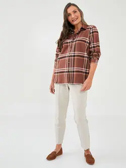 شومیز سایز بزرگ زنانه قهوه ای السی وایکیکی