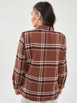 شومیز سایز بزرگ زنانه قهوه ای السی وایکیکی