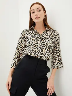 شومیز سایز بزرگ زنانه بژ السی وایکیکی