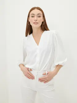 شومیز سایز بزرگ زنانه سفید السی وایکیکی