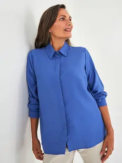 شومیز سایز بزرگ زنانه آبی السی وایکیکی