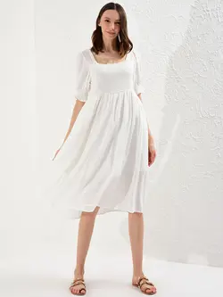 پیراهن میدی زنانه سفید السی وایکیکی