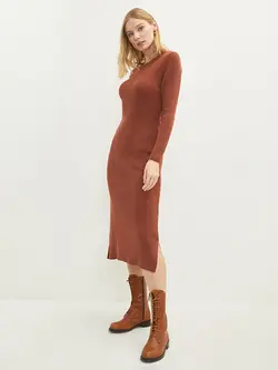 پیراهن بلند زنانه قهوه ای السی وایکیکی