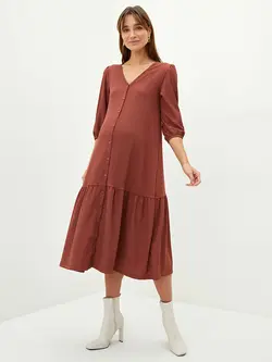 پیراهن بلند زنانه قهوه ای السی وایکیکی