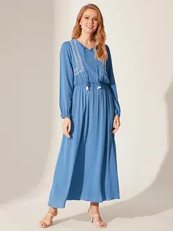 پیراهن بلند زنانه آبی السی وایکیکی