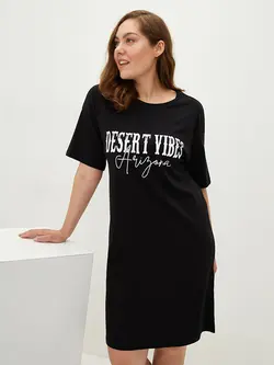 پیراهن سایز بزرگ زنانه مشکی السی وایکیکی