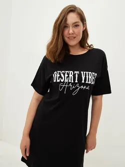 پیراهن سایز بزرگ زنانه مشکی السی وایکیکی