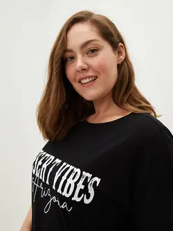 پیراهن سایز بزرگ زنانه مشکی السی وایکیکی