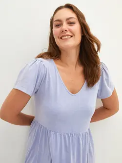 پیراهن سایز بزرگ زنانه بنفش روشن السی وایکیکی