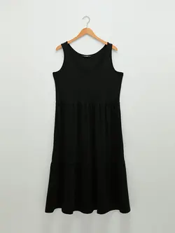 پیراهن سایز بزرگ زنانه مشکی السی وایکیکی