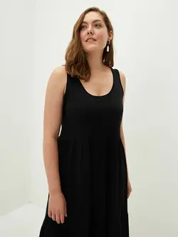 پیراهن سایز بزرگ زنانه مشکی السی وایکیکی