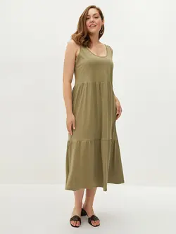 پیراهن سایز بزرگ زنانه خاکی السی وایکیکی