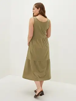 پیراهن سایز بزرگ زنانه خاکی السی وایکیکی