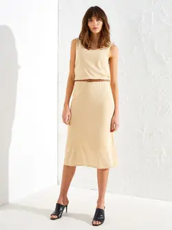 پیراهن میدی زنانه بژ السی وایکیکی