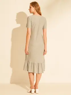 پیراهن میدی زنانه خاکستری السی وایکیکی