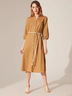 پیراهن میدی زنانه خاکی السی وایکیکی