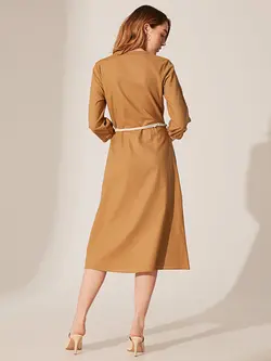 پیراهن میدی زنانه خاکی السی وایکیکی