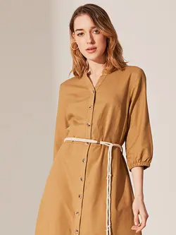 پیراهن میدی زنانه خاکی السی وایکیکی