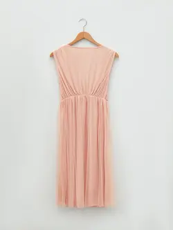 پیراهن میدی زنانه صورتی روشن السی وایکیکی