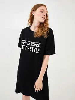 پیراهن سایز بزرگ زنانه مشکی السی وایکیکی