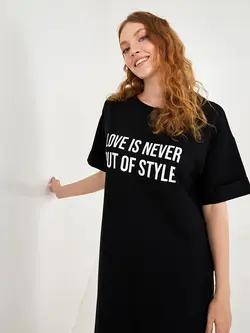 پیراهن سایز بزرگ زنانه مشکی السی وایکیکی