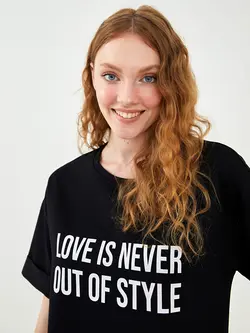 پیراهن سایز بزرگ زنانه مشکی السی وایکیکی