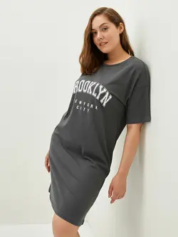 پیراهن سایز بزرگ زنانه خاکستری السی وایکیکی