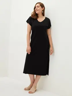 پیراهن سایز بزرگ زنانه مشکی السی وایکیکی