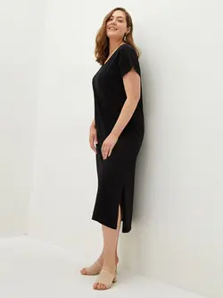 پیراهن سایز بزرگ زنانه مشکی السی وایکیکی