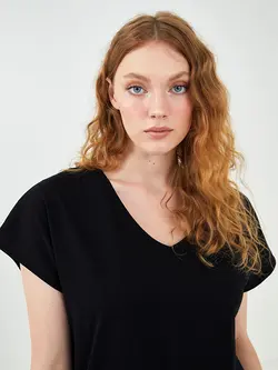 پیراهن سایز بزرگ زنانه مشکی السی وایکیکی