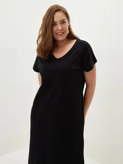 پیراهن سایز بزرگ زنانه مشکی السی وایکیکی