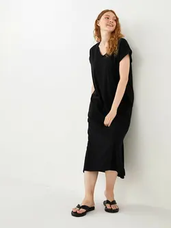 پیراهن سایز بزرگ زنانه مشکی السی وایکیکی