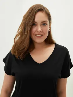 پیراهن سایز بزرگ زنانه مشکی السی وایکیکی