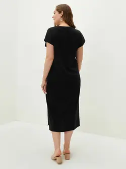 پیراهن سایز بزرگ زنانه مشکی السی وایکیکی