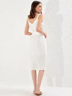 پیراهن میدی زنانه سفید السی وایکیکی