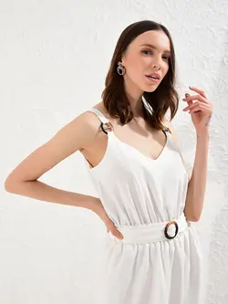 پیراهن میدی زنانه سفید السی وایکیکی