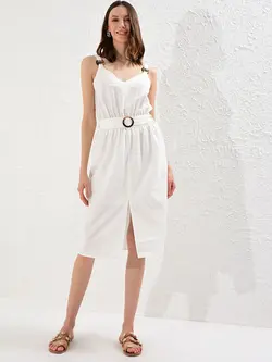 پیراهن میدی زنانه سفید السی وایکیکی