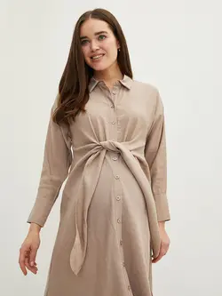 پیراهن میدی زنانه قهوه ای روشن السی وایکیکی