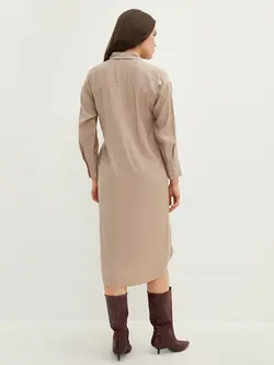 پیراهن میدی زنانه قهوه ای روشن السی وایکیکی