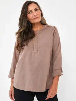 بلوز سایز بزرگ زنانه قهوه ای روشن السی وایکیکی