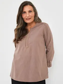 بلوز سایز بزرگ زنانه قهوه ای روشن السی وایکیکی