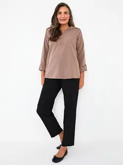 بلوز سایز بزرگ زنانه قهوه ای روشن السی وایکیکی