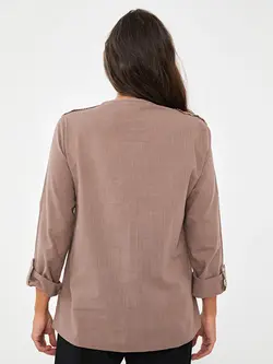 بلوز سایز بزرگ زنانه قهوه ای روشن السی وایکیکی