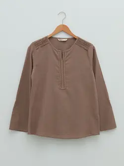 بلوز سایز بزرگ زنانه قهوه ای روشن السی وایکیکی