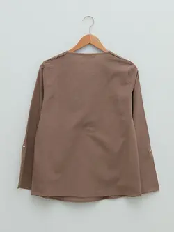 بلوز سایز بزرگ زنانه قهوه ای روشن السی وایکیکی