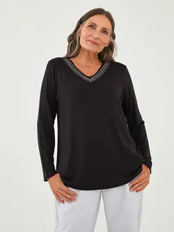 بلوز سایز بزرگ زنانه مشکی السی وایکیکی