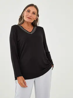 بلوز سایز بزرگ زنانه مشکی السی وایکیکی