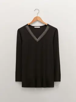 بلوز سایز بزرگ زنانه مشکی السی وایکیکی